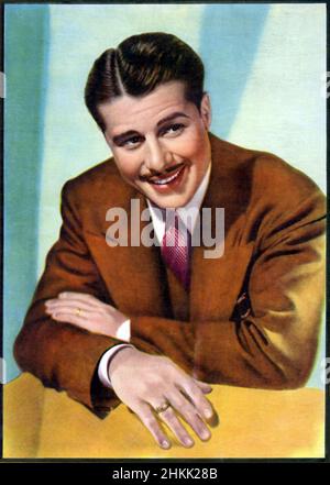 Handkoloriertes Werbebild des Schauspielers Don Ameche aus dem Studio 20th Century Fox um 1930s. Stockfoto