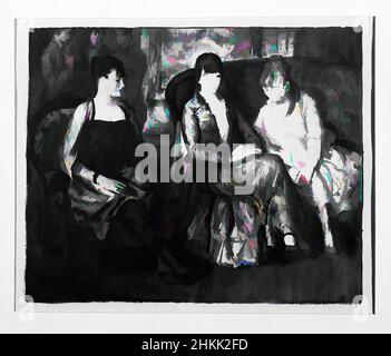 Kunst inspiriert von Elsie, Emma und Marjorie, Second Stone, George Wesley Bellows, Amerikaner, 1882-1925, Lithograph auf dünnem grauem China-Papier, 1921, Blatt: 13 x 15 9/16 Zoll, 33 x 39,5 cm, 1921, 20th Jahrhundert, amerikanische, amerikanische Kunst, Blasebalg, Chair, Elsie, Elsie, Emma und Majorie, Second Stone, Classic Works modernisiert von Artotop mit einem Schuss Moderne. Formen, Farbe und Wert, auffällige visuelle Wirkung auf Kunst. Emotionen durch Freiheit von Kunstwerken auf zeitgemäße Weise. Eine zeitlose Botschaft, die eine wild kreative neue Richtung verfolgt. Künstler, die sich dem digitalen Medium zuwenden und die Artotop NFT erschaffen Stockfoto