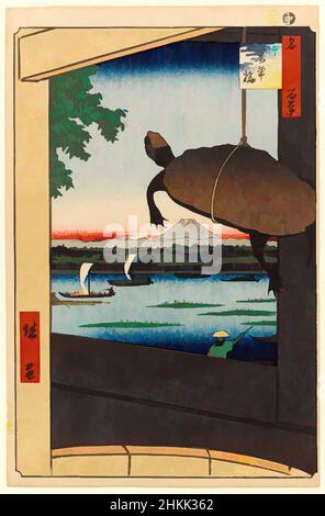 Kunst inspiriert von der Mannenbrücke, Fukagawa, Fukagawa Mannenbashi, Nr. 56 aus hundert berühmten Ansichten von Edo, Utagawa Hiroshige, Ando, Japanisch, 1797-1858, Holzschnitt, Japan, 11th Month of 1857, Edo-Periode, Ansei-Ära, Blatt: 14 1/4 x 9 5/16 Zoll, 36,2 x 23,6 cm, 19th Century, Tiere, Klassische Werke, die von Artotop mit einem Schuss Moderne modernisiert wurden. Formen, Farbe und Wert, auffällige visuelle Wirkung auf Kunst. Emotionen durch Freiheit von Kunstwerken auf zeitgemäße Weise. Eine zeitlose Botschaft, die eine wild kreative neue Richtung verfolgt. Künstler, die sich dem digitalen Medium zuwenden und die Artotop NFT erschaffen Stockfoto