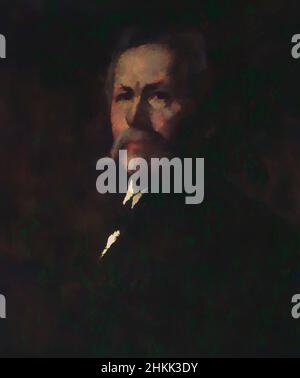 Art Inspired by Self Portrait, Eastman Johnson, American, 1824-1906, Öl auf Leinwand, Ca. 1890, 24 x 19 15/16 Zoll, 60,9 x 50,7 cm, American Painting, American Rembrandt, Künstler, Mitbegründer des Metropolitan Museum of Art NYC, Lenkerbart, historisches Porträt, Johnson, Eastman, Klassische Werke, die von Artotop mit einem Hauch von Moderne modernisiert wurden. Formen, Farbe und Wert, auffällige visuelle Wirkung auf Kunst. Emotionen durch Freiheit von Kunstwerken auf zeitgemäße Weise. Eine zeitlose Botschaft, die eine wild kreative neue Richtung verfolgt. Künstler, die sich dem digitalen Medium zuwenden und die Artotop NFT erschaffen Stockfoto