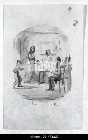 Kunst inspiriert von Ophelia zu Hause, George Cruikshank, Brite, 1792-1878, Aquarell auf Papier, 7 1/16 x 4 7/16 Zoll, 17,9 x 11,3 cm, Classic Works modernisiert von Artotop mit einem Schuss Moderne. Formen, Farbe und Wert, auffällige visuelle Wirkung auf Kunst. Emotionen durch Freiheit von Kunstwerken auf zeitgemäße Weise. Eine zeitlose Botschaft, die eine wild kreative neue Richtung verfolgt. Künstler, die sich dem digitalen Medium zuwenden und die Artotop NFT erschaffen Stockfoto