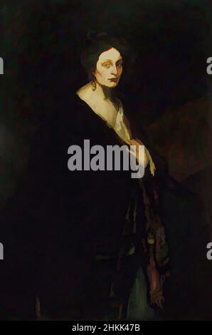 Kunst inspiriert von Frau in Manteau, Robert Henri, Amerikaner, 1865-1929, Öl auf Leinwand, 1898, 58 1/16 x 38 11/16 Zoll, 147,5 x 98,3 cm, 1898, amerikanische, amerikanische Malerei, amerikanischer Realismus, Ash Can Schule, Umhang, Lieblingsmodell von Robert Henri, weiblich, Figur, Henri, manteau, muse, Oil, Oil, Classic Works modernisiert von Artotop mit einem Schuss Moderne. Formen, Farbe und Wert, auffällige visuelle Wirkung auf Kunst. Emotionen durch Freiheit von Kunstwerken auf zeitgemäße Weise. Eine zeitlose Botschaft, die eine wild kreative neue Richtung verfolgt. Künstler, die sich dem digitalen Medium zuwenden und die Artotop NFT erschaffen Stockfoto