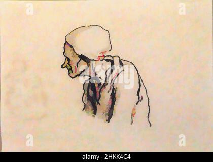 Art Inspired by Head of an Old Woman in Profile, Tête de vieille femme de Profil à gauche [recto]; Study of Heads, Étude de têtes [verso], Honoré Daumier, französisch, 1808-1879, Schwarze Kreide auf gewobeltem Papier, recto; Schwarze Kreide und schwarze Tinte auf gewobeltem Papier, verso, Frankreich, Ende 1850s, Blatt: 5 1/, Klassische Werke, die von Artotop mit einem Hauch von Moderne modernisiert wurden. Formen, Farbe und Wert, auffällige visuelle Wirkung auf Kunst. Emotionen durch Freiheit von Kunstwerken auf zeitgemäße Weise. Eine zeitlose Botschaft, die eine wild kreative neue Richtung verfolgt. Künstler, die sich dem digitalen Medium zuwenden und die Artotop NFT erschaffen Stockfoto