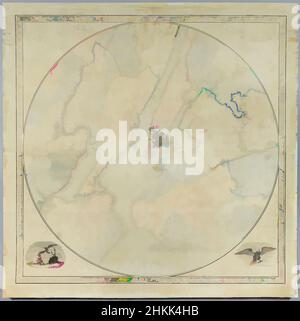 Kunst inspiriert von Sidney's Map Twelve Miles Around New York, Chromo Lithographie, 1849, 35 5/8 x 35 1/16 in., 90,5 x 89 cm, 19th Century, Boroughs, Brooklyn Karte, Kartographie, Stadtplanung, historisches Brooklyn, historische Karte, historisch, Grundbesitzer, Long Island, Karte, Metropolregion, New York, Klassische Werke, die von Artotop mit einem Schuss Moderne modernisiert wurden. Formen, Farbe und Wert, auffällige visuelle Wirkung auf Kunst. Emotionen durch Freiheit von Kunstwerken auf zeitgemäße Weise. Eine zeitlose Botschaft, die eine wild kreative neue Richtung verfolgt. Künstler, die sich dem digitalen Medium zuwenden und die Artotop NFT erschaffen Stockfoto