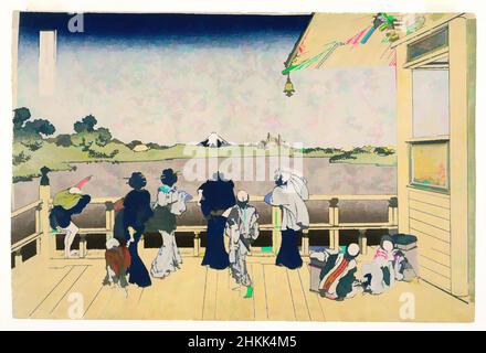 Kunst inspiriert von Fuji von der Plattform von Sasayedo, Katsushika Hokusai, japanisch, 1760-1849, Print, Japan, 19th Jahrhundert, Edo-Zeit, 10 1/16 x 15 1/16 Zoll, 25,5 x 38,3 cm, Klassisches Werk, modernisiert von Artotop mit einem Schuss Moderne. Formen, Farbe und Wert, auffällige visuelle Wirkung auf Kunst. Emotionen durch Freiheit von Kunstwerken auf zeitgemäße Weise. Eine zeitlose Botschaft, die eine wild kreative neue Richtung verfolgt. Künstler, die sich dem digitalen Medium zuwenden und die Artotop NFT erschaffen Stockfoto