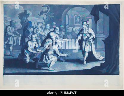 Art Inspired by Story of Joseph, Teller 87, Georg Philipp Rugendas I, Deutsch, 1666-1742, Mezzotint in blauer Tinte, 10 3/4 × 15 3/16 in., 27,3 × 38,5 cm, Klassische Werke, modernisiert von Artotop mit einem Schuss Moderne. Formen, Farbe und Wert, auffällige visuelle Wirkung auf Kunst. Emotionen durch Freiheit von Kunstwerken auf zeitgemäße Weise. Eine zeitlose Botschaft, die eine wild kreative neue Richtung verfolgt. Künstler, die sich dem digitalen Medium zuwenden und die Artotop NFT erschaffen Stockfoto