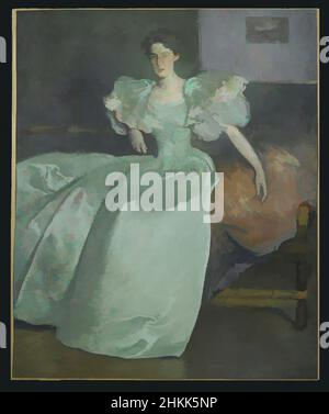 Kunst inspiriert von Miss Helen Manice, später Mrs. Henry M. Alexander, John White Alexander, American, 1856-1915, Öl auf Leinwand, 1895, 63 9/16 x 52 1/16 Zoll, 161,5 x 132,2 cm, 1895, Alexander, John White, Alexander, Mrs. Henry M., amerikanische Malerei, Aristokratin, Billowy, Kleid, Edwardianische, klassische Werke, die von Artotop mit einem Schuss Moderne modernisiert wurden. Formen, Farbe und Wert, auffällige visuelle Wirkung auf Kunst. Emotionen durch Freiheit von Kunstwerken auf zeitgemäße Weise. Eine zeitlose Botschaft, die eine wild kreative neue Richtung verfolgt. Künstler, die sich dem digitalen Medium zuwenden und die Artotop NFT erschaffen Stockfoto