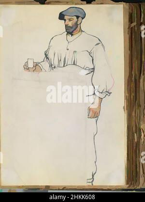 Art Inspired by Spanish Sketch Mounted in Scrap Book, Edward Penfield, American, 1866-1925, Graphit und Aquarell auf Papier Mounted in Scrap Book, ca. 1911, Blatt: 11 1/2 x 7 7/8 Zoll, 29,2 x 20 cm, Klassisches Werk, modernisiert von Artotop mit einem Schuss Moderne. Formen, Farbe und Wert, auffällige visuelle Wirkung auf Kunst. Emotionen durch Freiheit von Kunstwerken auf zeitgemäße Weise. Eine zeitlose Botschaft, die eine wild kreative neue Richtung verfolgt. Künstler, die sich dem digitalen Medium zuwenden und die Artotop NFT erschaffen Stockfoto