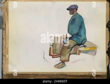 Art Inspired by Spanish Sketch Mounted in Scrap Book, Edward Penfield, American, 1866-1925, Aquarell und Graphit auf Papier Mounted in Scrap Book, ca. 1911, Blatt: 8 x 11 1/16 Zoll, 20,3 x 28,1 cm, Klassisches Werk, modernisiert von Artotop mit einem Schuss Moderne. Formen, Farbe und Wert, auffällige visuelle Wirkung auf Kunst. Emotionen durch Freiheit von Kunstwerken auf zeitgemäße Weise. Eine zeitlose Botschaft, die eine wild kreative neue Richtung verfolgt. Künstler, die sich dem digitalen Medium zuwenden und die Artotop NFT erschaffen Stockfoto