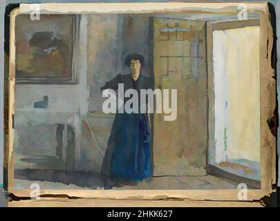 Art Inspired by Spanish Sketch Mounted in Scrap Book, Edward Penfield, American, 1866-1925, Aquarell und Graphit auf Papier Mounted in Scrap Book, ca. 1911, Blatt: 7 15/16 x 11 Zoll, 20,2 x 27,9 cm, Tür, Innenraum, Frau, Klassisches Werk, modernisiert von Artotop mit einem Schuss Moderne. Formen, Farbe und Wert, auffällige visuelle Wirkung auf Kunst. Emotionen durch Freiheit von Kunstwerken auf zeitgemäße Weise. Eine zeitlose Botschaft, die eine wild kreative neue Richtung verfolgt. Künstler, die sich dem digitalen Medium zuwenden und die Artotop NFT erschaffen Stockfoto