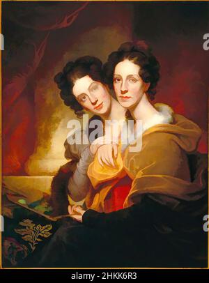 Kunst inspiriert von den Schwestern, Eleanor und Rosalba Peale, Rembrandt Peale, amerikanisch, 1778-1860, Öl auf Leinwand, 1826, 42 1/8 x 32 11/16 Zoll, 107 x 83 cm, Buch, Pinsel, Locken, Zeichenwerkzeug, Weibliche Schönheit, weibliche Figuren, Blick, halten, innen, Intimität, Maler, Malerei, Farben, Portait, Klassische Werke, die von Artotop mit einem Hauch von Moderne modernisiert wurden. Formen, Farbe und Wert, auffällige visuelle Wirkung auf Kunst. Emotionen durch Freiheit von Kunstwerken auf zeitgemäße Weise. Eine zeitlose Botschaft, die eine wild kreative neue Richtung verfolgt. Künstler, die sich dem digitalen Medium zuwenden und die Artotop NFT erschaffen Stockfoto