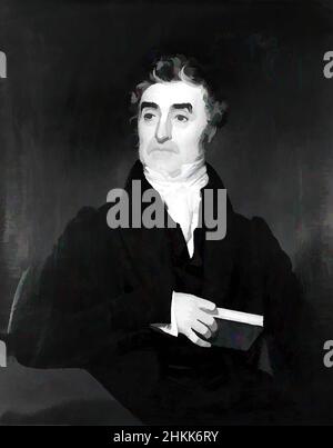 Kunst inspiriert von Jeromus Johnson, William Sidney Mount, American, 1807-1868, Öl auf Leinwand, 1832, 34 1/16 x 26 7/8 Zoll, 86,5 x 68,3 cm, 19th Jahrhundert, amerikanischer Künstler, amerikanisches Öl, schwarz-weiß, Jeromus Johnson, männliche Figur, Mann, Öl auf Leinwand, Malerei, Portrait, Classic Works modernisiert von Artotop mit einem Schuss Moderne. Formen, Farbe und Wert, auffällige visuelle Wirkung auf Kunst. Emotionen durch Freiheit von Kunstwerken auf zeitgemäße Weise. Eine zeitlose Botschaft, die eine wild kreative neue Richtung verfolgt. Künstler, die sich dem digitalen Medium zuwenden und die Artotop NFT erschaffen Stockfoto