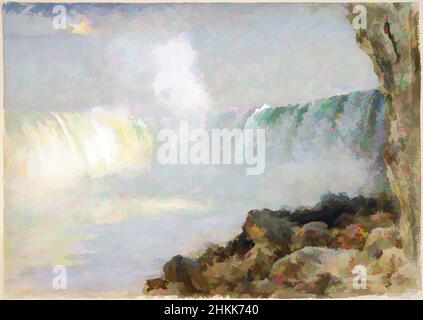 Kunst inspiriert von den Niagarafällen, Arthur Parton, Amerikaner, 1842-1914, transparentes und opakes Aquarell auf cremefarbenem, dickem, mäßig strukturiertem, gewebt Papier, ca. 1880, 21 x 29 11/16 Zoll, 53,3 x 75,4 cm, 19th Jahrhundert, ca. 1880, Luministische Gemälde, Nebel, Mythos, ndd7, Niagara Falls, Power, River, Classic Works modernisiert von Artotop mit einem Schuss Moderne. Formen, Farbe und Wert, auffällige visuelle Wirkung auf Kunst. Emotionen durch Freiheit von Kunstwerken auf zeitgemäße Weise. Eine zeitlose Botschaft, die eine wild kreative neue Richtung verfolgt. Künstler, die sich dem digitalen Medium zuwenden und die Artotop NFT erschaffen Stockfoto