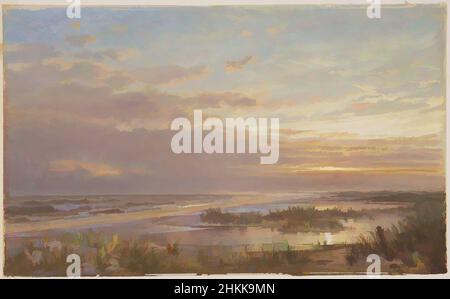 Art Inspired by A High Tide at Atlantic City, William Trost Richards, American, 1833-1905, Deckiges Aquarell mit einem Hauch von transluzigem Aquarell auf mäßig dickem, mäßig strukturiertem, gewelltem Papier, 1873, 8 7/16 x 13 15/16 Zoll, 21,4 x 35,4 cm, 1873, 19th Jahrhundert, amerikanisch, amerikanisch, Klassische Werke, die von Artotop mit einem Hauch von Moderne modernisiert wurden. Formen, Farbe und Wert, auffällige visuelle Wirkung auf Kunst. Emotionen durch Freiheit von Kunstwerken auf zeitgemäße Weise. Eine zeitlose Botschaft, die eine wild kreative neue Richtung verfolgt. Künstler, die sich dem digitalen Medium zuwenden und die Artotop NFT erschaffen Stockfoto