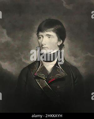 Kunst inspiriert von Portrait of General Napoleon Bonaparte, Charles Howard Hodges, British, 1764-1837, Mezzotint auf Papier, 18 7/16 x 13 7/16 Zoll, 46,9 x 34,2 cm, Klassische Werke, modernisiert von Artotop mit einem Schuss Moderne. Formen, Farbe und Wert, auffällige visuelle Wirkung auf Kunst. Emotionen durch Freiheit von Kunstwerken auf zeitgemäße Weise. Eine zeitlose Botschaft, die eine wild kreative neue Richtung verfolgt. Künstler, die sich dem digitalen Medium zuwenden und die Artotop NFT erschaffen Stockfoto