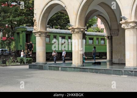 Stalins persönlicher Eisenbahnwaggon vor dem Joseph-Stalin-Museum, Gori, Georgien Stockfoto