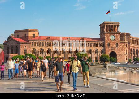 Regierungsgebäude auf dem Platz der Republik, Jerewan, Armenien Stockfoto