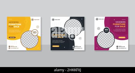 Moderne Möbel Social Media Post Templates Stock Vektor