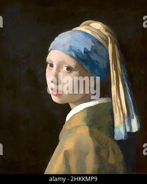 Kunst inspiriert von Mädchen mit einem Perlenohrring, Johannes Vermeer, c. 1665, Classic Works modernisiert von Artotop mit einem Schuss Moderne. Formen, Farbe und Wert, auffällige visuelle Wirkung auf Kunst. Emotionen durch Freiheit von Kunstwerken auf zeitgemäße Weise. Eine zeitlose Botschaft, die eine wild kreative neue Richtung verfolgt. Künstler, die sich dem digitalen Medium zuwenden und die Artotop NFT erschaffen Stockfoto