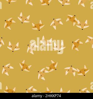 Nahtloses Fox-Muster im Freihandstil. Kopf Tiere auf bunten Hintergrund. Vektorgrafik für Textildrucke, Stoff, Banner, Backdrops und wa Stock Vektor