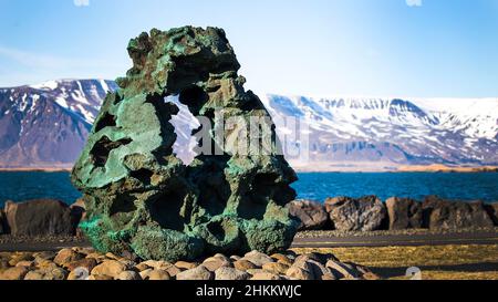 Islandswardan, Bronzeskulptur von Johann Eyfells, Reykjavik, Island. Reisefotografie Stockfoto