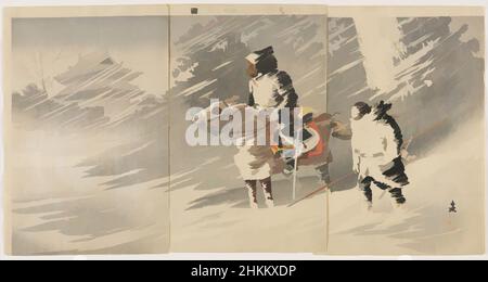 Kunst inspiriert von Braving Heavy Snows, A Brave Officer of our Army Scouts Enemy Territory, Taguchi Beisaku, japanisch, 1864-1903, Watanabe Yatarō, Japanisch, 1850-1913, Meiji-Periode, 1868-1912, Nakajima, Japanisch, aktiv Ende des 19th. Jahrhunderts, Mizuno Asajirō, Japanisch, aktiv Ende des 19th. Jahrhunderts, Klassisches Werk, das von Artotop mit einem Schuss Moderne modernisiert wurde. Formen, Farbe und Wert, auffällige visuelle Wirkung auf Kunst. Emotionen durch Freiheit von Kunstwerken auf zeitgemäße Weise. Eine zeitlose Botschaft, die eine wild kreative neue Richtung verfolgt. Künstler, die sich dem digitalen Medium zuwenden und die Artotop NFT erschaffen Stockfoto