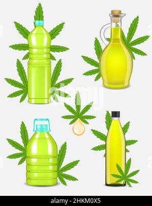 Cannabisölflasche Set Vektor realistische Illustration Stock Vektor