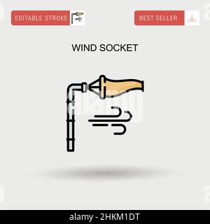 Einfaches Vektorsymbol für Windsteckdose. Stock Vektor