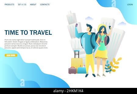 Time to travel Vector Website Landing Page Design-Vorlage Stock Vektor
