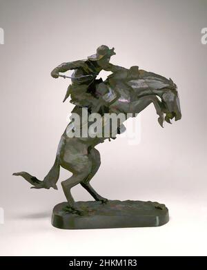 Kunst inspiriert von der Bronco Buster, Frederic Remington, Amerikaner, 1861-1909, 1895, Guss 1907, Bronze, hergestellt in New York, USA, Nord- und Mittelamerika, Metallarbeiten, Skulptur, 23 x 21 1/2 x 13 Zoll (58,4 x 54,6 x 33 cm, Classic Works modernisiert von Artotop mit einem Schuss Modernität. Formen, Farbe und Wert, auffällige visuelle Wirkung auf Kunst. Emotionen durch Freiheit von Kunstwerken auf zeitgemäße Weise. Eine zeitlose Botschaft, die eine wild kreative neue Richtung verfolgt. Künstler, die sich dem digitalen Medium zuwenden und die Artotop NFT erschaffen Stockfoto