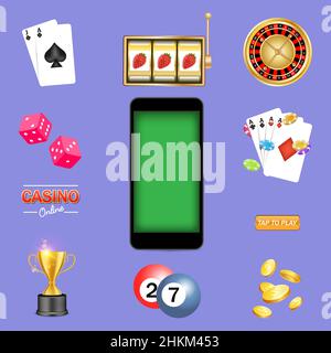 Mobiles Casino-Spielkit, Vektor-isolierte Illustration Stock Vektor