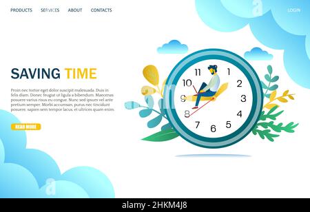 Zeitsparende Vektor-Website Landing Page-Design-Vorlage Stock Vektor