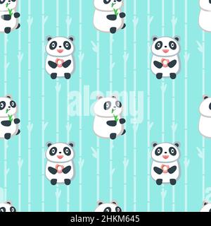Vektor nahtlose Muster mit niedlichen Essen Panda Stock Vektor