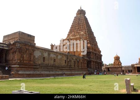 Landschaft von Thanjavur brihadiswara Tempel, großer Tempel, in Tamilnadu, Indien Stockfoto