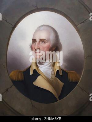 Kunst inspiriert von George Washington, Rembrandt Peale, Amerikaner, 1778-1860, um 1845, Öl auf Leinwand, hergestellt in den USA, Nord- und Mittelamerika, Gemälde, gerahmt: 48 5/8 x 41 5/8 Zoll (123,5 x 105,7 cm, Classic Works modernisiert von Artotop mit einem Schuss Modernität. Formen, Farbe und Wert, auffällige visuelle Wirkung auf Kunst. Emotionen durch Freiheit von Kunstwerken auf zeitgemäße Weise. Eine zeitlose Botschaft, die eine wild kreative neue Richtung verfolgt. Künstler, die sich dem digitalen Medium zuwenden und die Artotop NFT erschaffen Stockfoto