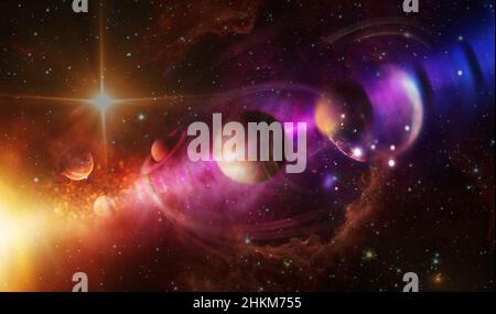 Raumszene mit Planeten, Sternen und Galaxien. Elemente dieses Bildes, die von der NASA eingerichtet wurden. Stockfoto