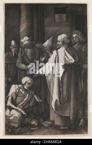 Kunst inspiriert von St. Peter und St. John am Tor des Tempels, aus der Serie 'die gravierte Passion', Albrecht Dürer, Deutsch, 1471-1528, 1513, Gravur, hergestellt in Nürnberg, Bayern, Deutschland, Europa, Abzüge, Bild: 4 9/16 × 2 15/16 Zoll (11,6 × 7,4 cm, Classic Works modernisiert von Artotop mit einem Schuss Moderne. Formen, Farbe und Wert, auffällige visuelle Wirkung auf Kunst. Emotionen durch Freiheit von Kunstwerken auf zeitgemäße Weise. Eine zeitlose Botschaft, die eine wild kreative neue Richtung verfolgt. Künstler, die sich dem digitalen Medium zuwenden und die Artotop NFT erschaffen Stockfoto