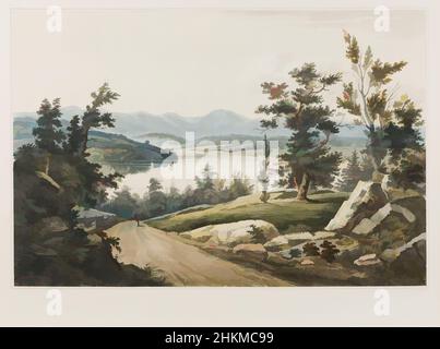 Art Inspired by View near Hudson, from 'The Hudson River Portfolio', William Guy Wall, Irish, 1792–after 1864, John Hill, American (Born England), 1770–1850, 1822, handkoloriertes Aquatinta, Radierung, Und Gravur, Hudson, New York, USA, Nord- und Mittelamerika, Drucke, Bild, Classic Works modernisiert von Artotop mit einem Schuss Moderne. Formen, Farbe und Wert, auffällige visuelle Wirkung auf Kunst. Emotionen durch Freiheit von Kunstwerken auf zeitgemäße Weise. Eine zeitlose Botschaft, die eine wild kreative neue Richtung verfolgt. Künstler, die sich dem digitalen Medium zuwenden und die Artotop NFT erschaffen Stockfoto