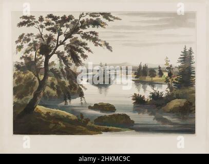 Art Inspired by View near Fort Miller, from 'The Hudson River Portfolio', William Guy Wall, Irish, 1792-after 1864, John Hill, American (Born England), 1770-1850, Schriftzug von Robert Tiller, American, 1822, handkoloriertes Aquatinta, Radierung, Und Gravur, Fort Miller, New York, United, Classic Works modernisiert von Artotop mit einem Schuss Moderne. Formen, Farbe und Wert, auffällige visuelle Wirkung auf Kunst. Emotionen durch Freiheit von Kunstwerken auf zeitgemäße Weise. Eine zeitlose Botschaft, die eine wild kreative neue Richtung verfolgt. Künstler, die sich dem digitalen Medium zuwenden und die Artotop NFT erschaffen Stockfoto