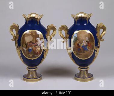 Kunst inspiriert von Pair of Vases, ein Gemälde von Jean-Baptiste Greuze, französisch, 1725-1805, Sèvres Porzellanfabrik, Frankreich, Gegründet 1756, Szene gemalt von Charles-Eloi Asselin, französisch, 1743-1804, Blumen gemalt von Jean-Baptiste Tandart, französisch, aktiv 1754-1803, 1774, Weichporzellan, Klassische Werke, die von Artotop mit einem Hauch von Moderne modernisiert wurden. Formen, Farbe und Wert, auffällige visuelle Wirkung auf Kunst. Emotionen durch Freiheit von Kunstwerken auf zeitgemäße Weise. Eine zeitlose Botschaft, die eine wild kreative neue Richtung verfolgt. Künstler, die sich dem digitalen Medium zuwenden und die Artotop NFT erschaffen Stockfoto