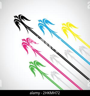 Vektor-Gruppe von bunten Schwalbenvögel auf einem weißen Hintergrund. Stock Vektor