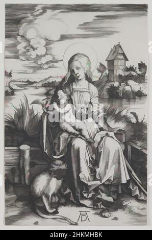 Kunst inspiriert von Madonna mit dem Affen, Albrecht Dürer, Deutsch, 1471-1528, ca. 1498, Gravur, hergestellt in Nürnberg, Bayern, Deutschland, Europa, Abzüge, Platte: 7 1/2 x 4 13/16 Zoll (19 x 12,2 cm, Classic Works modernisiert von Artotop mit einem Schuss Modernität. Formen, Farbe und Wert, auffällige visuelle Wirkung auf Kunst. Emotionen durch Freiheit von Kunstwerken auf zeitgemäße Weise. Eine zeitlose Botschaft, die eine wild kreative neue Richtung verfolgt. Künstler, die sich dem digitalen Medium zuwenden und die Artotop NFT erschaffen Stockfoto