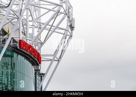 Old Trafford Football Ground, Heimstadion des FC Manchester United. Stockfoto