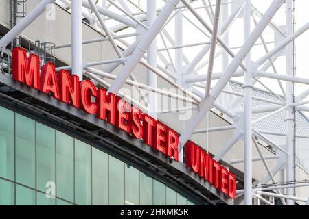 Old Trafford Football Ground, Heimstadion des FC Manchester United. Stockfoto