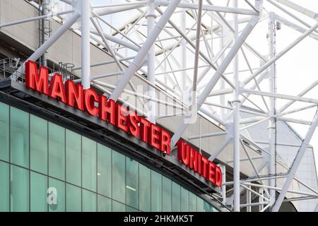 Old Trafford Football Ground, Heimstadion des FC Manchester United. Stockfoto