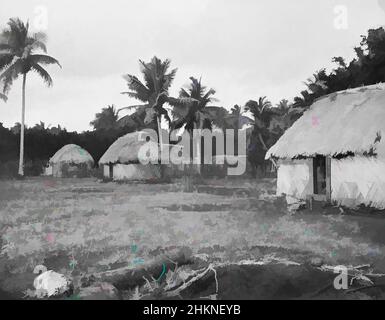 Kunst inspiriert von Neiafu, Vavau, Tonga, Burton Brothers Studio, Fotostudio, Juli 1884, Neuseeland, Schwarz-Weiß-Fotografie, Clearing with Five Fale (drei in einer Linie, eines von Middle Fale verdeckt) läuft von rechts nach links. Im Vordergrund befindet sich eine Grube mit einem großen Baumstamm. In, Classic Works modernisiert von Artotop mit einem Schuss Moderne. Formen, Farbe und Wert, auffällige visuelle Wirkung auf Kunst. Emotionen durch Freiheit von Kunstwerken auf zeitgemäße Weise. Eine zeitlose Botschaft, die eine wild kreative neue Richtung verfolgt. Künstler, die sich dem digitalen Medium zuwenden und die Artotop NFT erschaffen Stockfoto