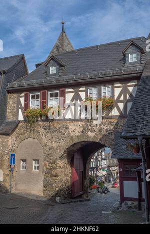 Gebäude in der mittelalterlichen Burg von Braunfels, Hessen, Deutschland Stockfoto