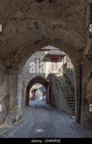 Gebäude in der mittelalterlichen Burg von Braunfels, Hessen, Deutschland Stockfoto