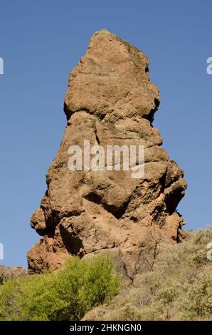 Felsklippe im Integral Natural Reserve von Inagua. Gran Canaria. Kanarische Inseln. Spanien. Stockfoto