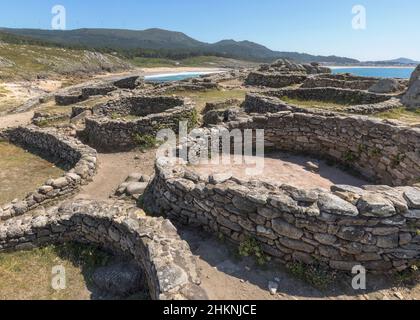 Archäologische Stätte von Castro de Barona in Galicien, Spanien Stockfoto